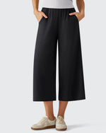 Chillwhisp Elastic Waist Flowy Wide Leg Capri Pants 20''