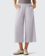 Chillwhisp Elastic Waist Flowy Wide Leg Capri Pants 20''