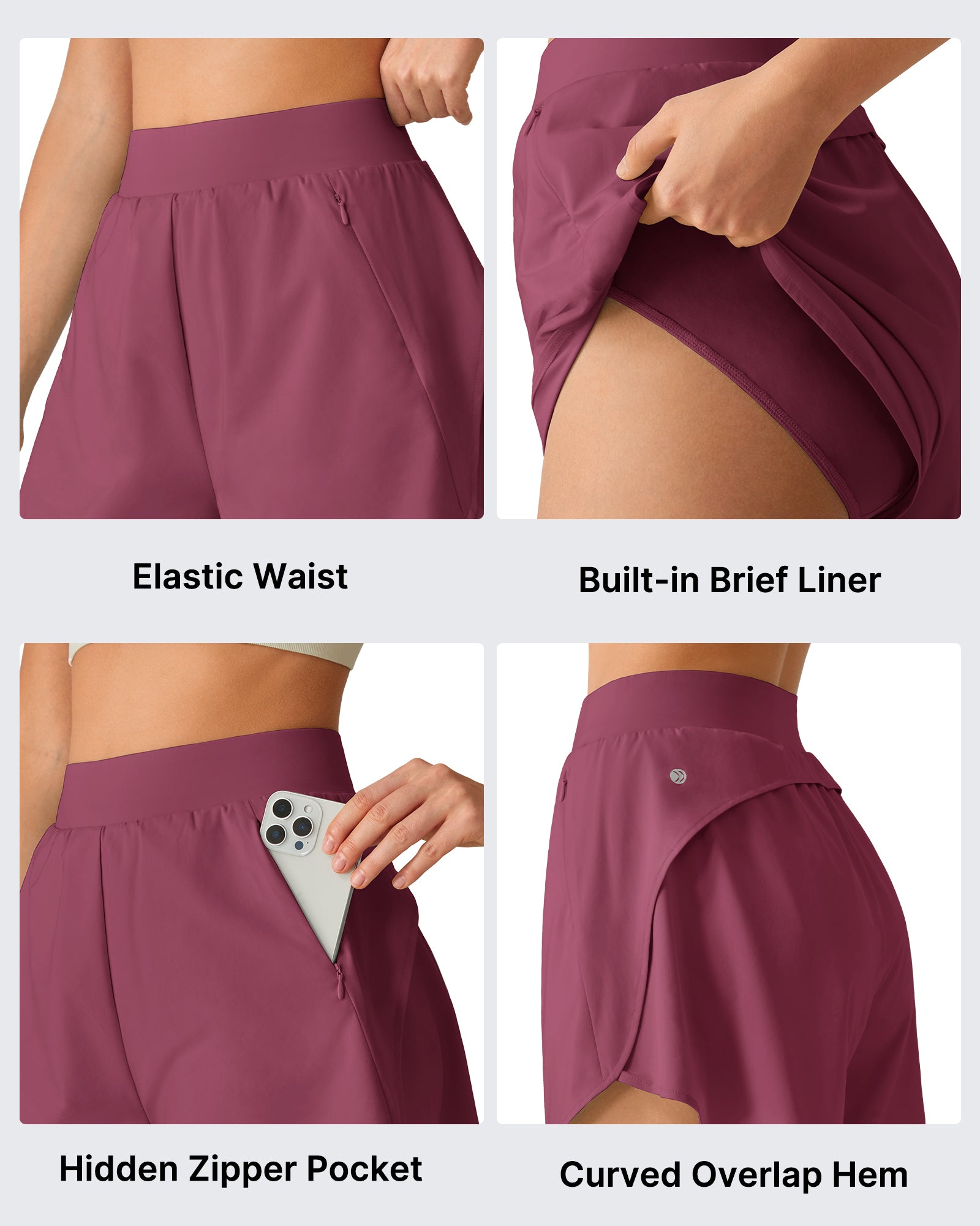 G4Free Chillwhisp 2.5" Dolphin Hem Running Shorts with Pockets