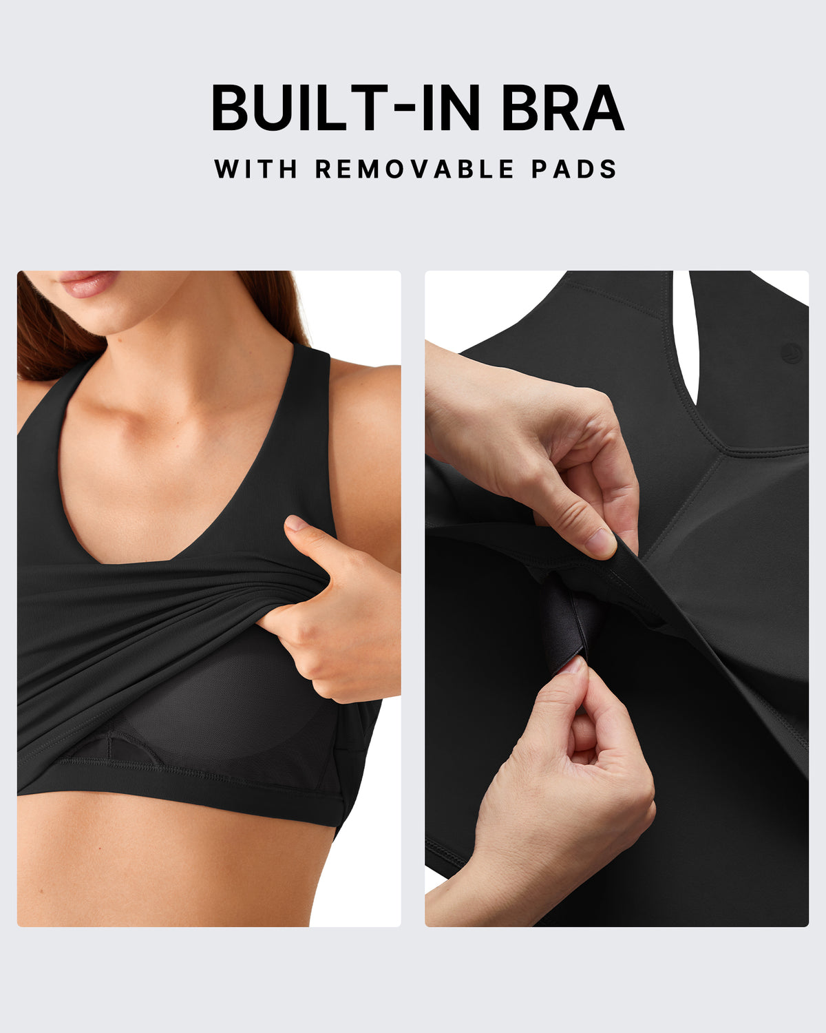 G4Free BareFeel Racerback Tank Top with Removable Padded Bra
