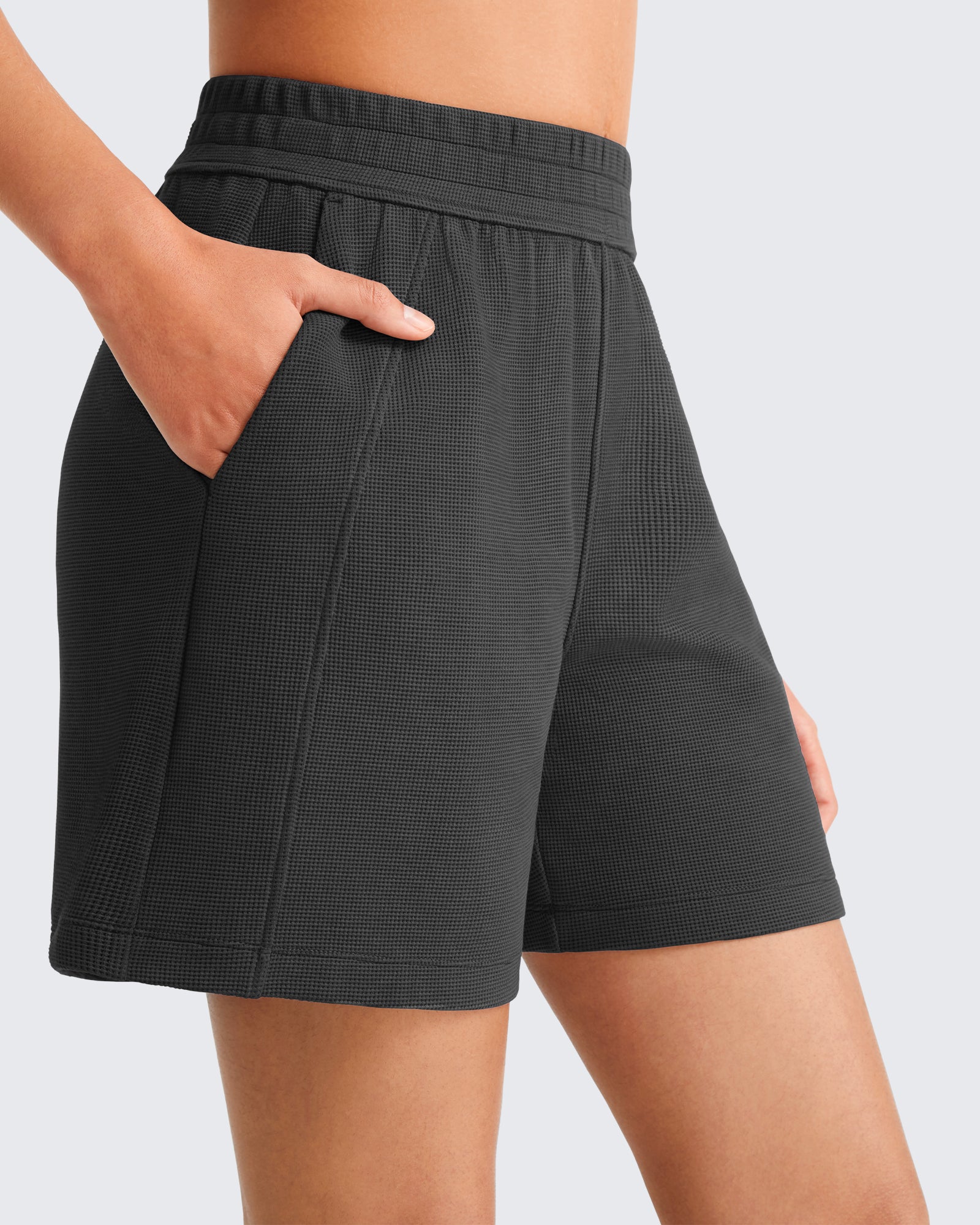 G4Free Waffle Knit 4'' High Waisted Shorts with Pockets