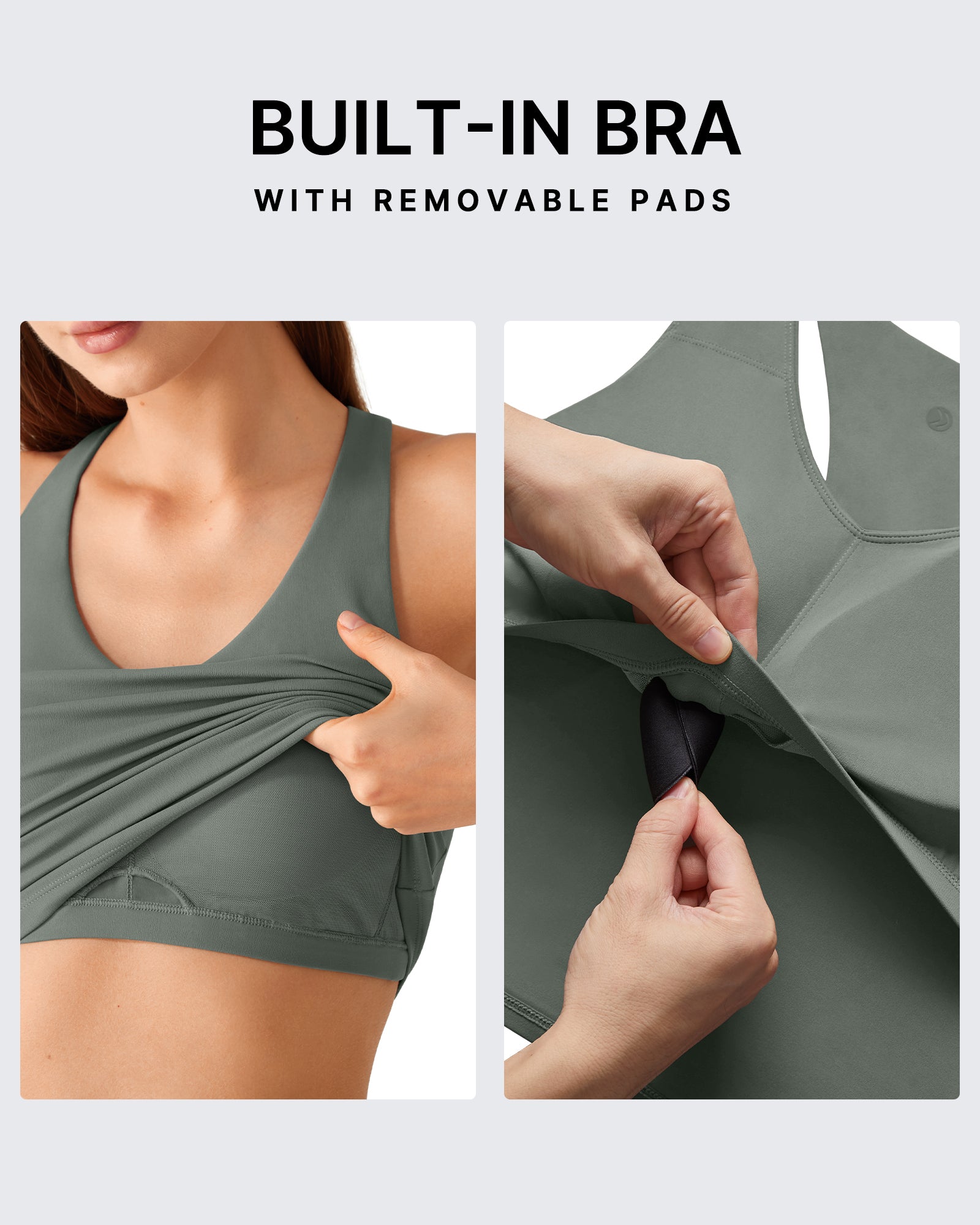 G4Free BareFeel Racerback Tank Top with Removable Padded Bra