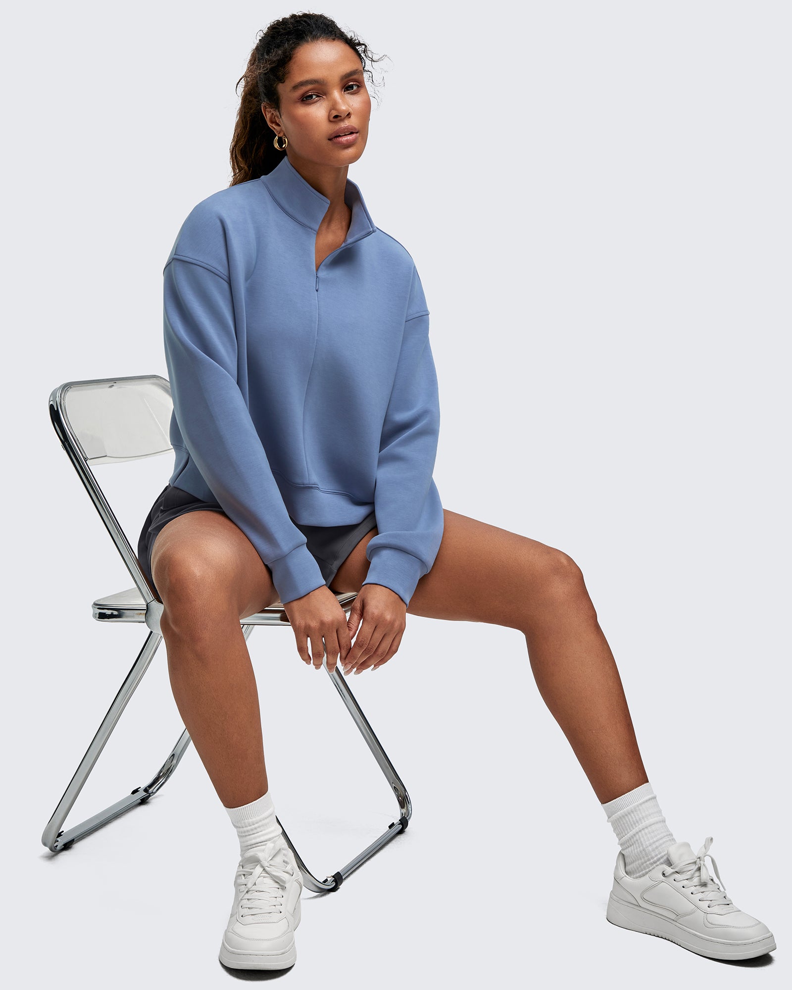 Smoofit Half-Zip Mock Neck Long Sleeve Sweatshirts - G4Free
