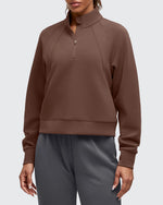 Smoofit Half-Zip Pullover Mock Neck Pockets Sweatshirts