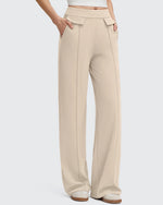 Pantalones Elegantes de Pierna Ancha EverGoing con Bolsillos de Solapa