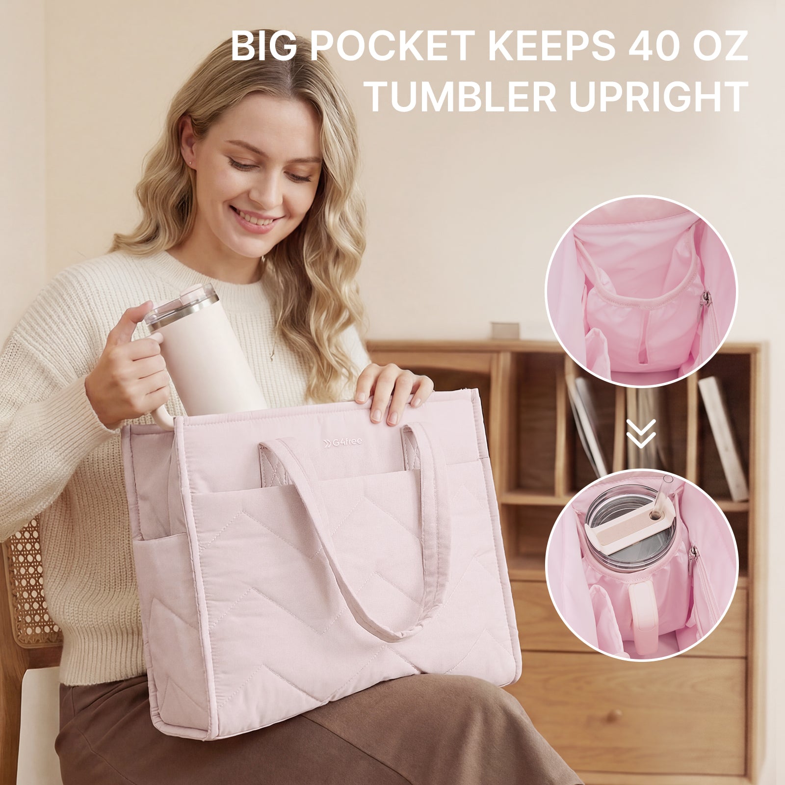 G4Free Lightweight Quilted Tote with Laptop Compartment