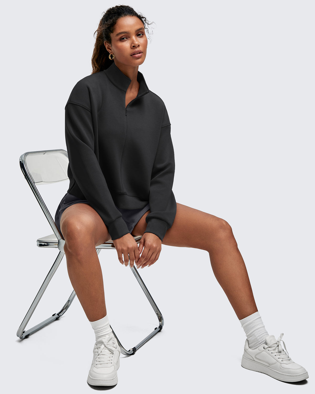 Smoofit Half-Zip Mock Neck Long Sleeve Sweatshirts - G4Free