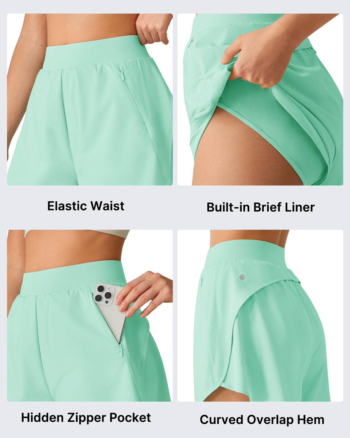 G4Free Chillwhisp 2.5" Dolphin Hem Running Shorts with Pockets