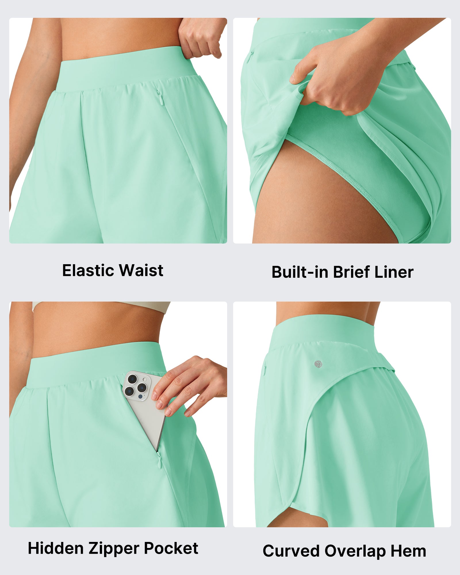 G4Free Chillwhisp 2.5" Dolphin Hem Running Shorts with Pockets
