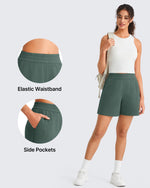 G4Free Waffle Knit 4'' High Waisted Shorts with Pockets