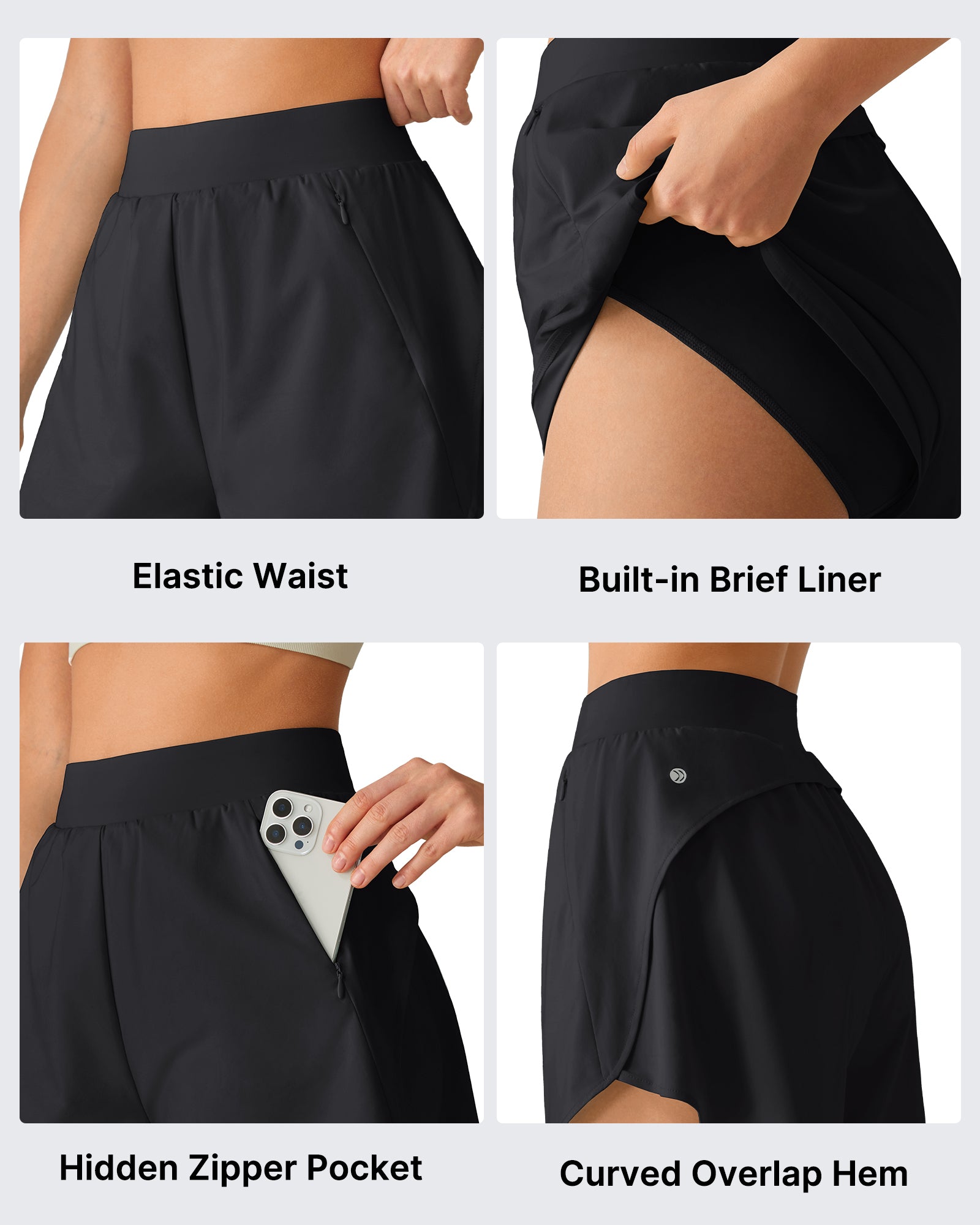 G4Free Chillwhisp 2.5" Dolphin Hem Running Shorts with Pockets