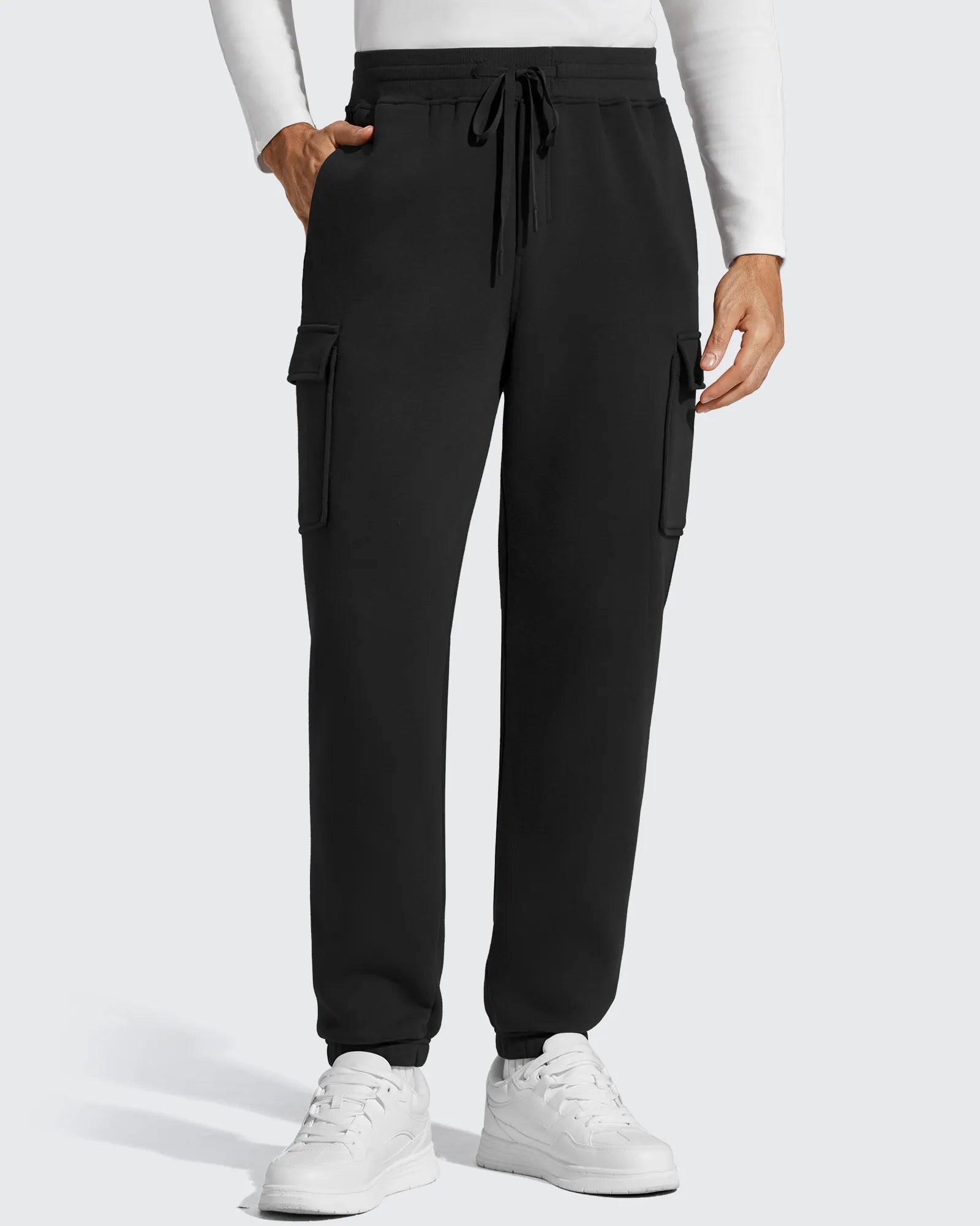 Flurrylux Men's Cotton Fleece-Lined  Drawstring Cargo Pants