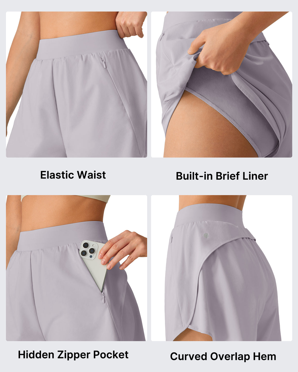G4Free Chillwhisp 2.5" Dolphin Hem Running Shorts with Pockets