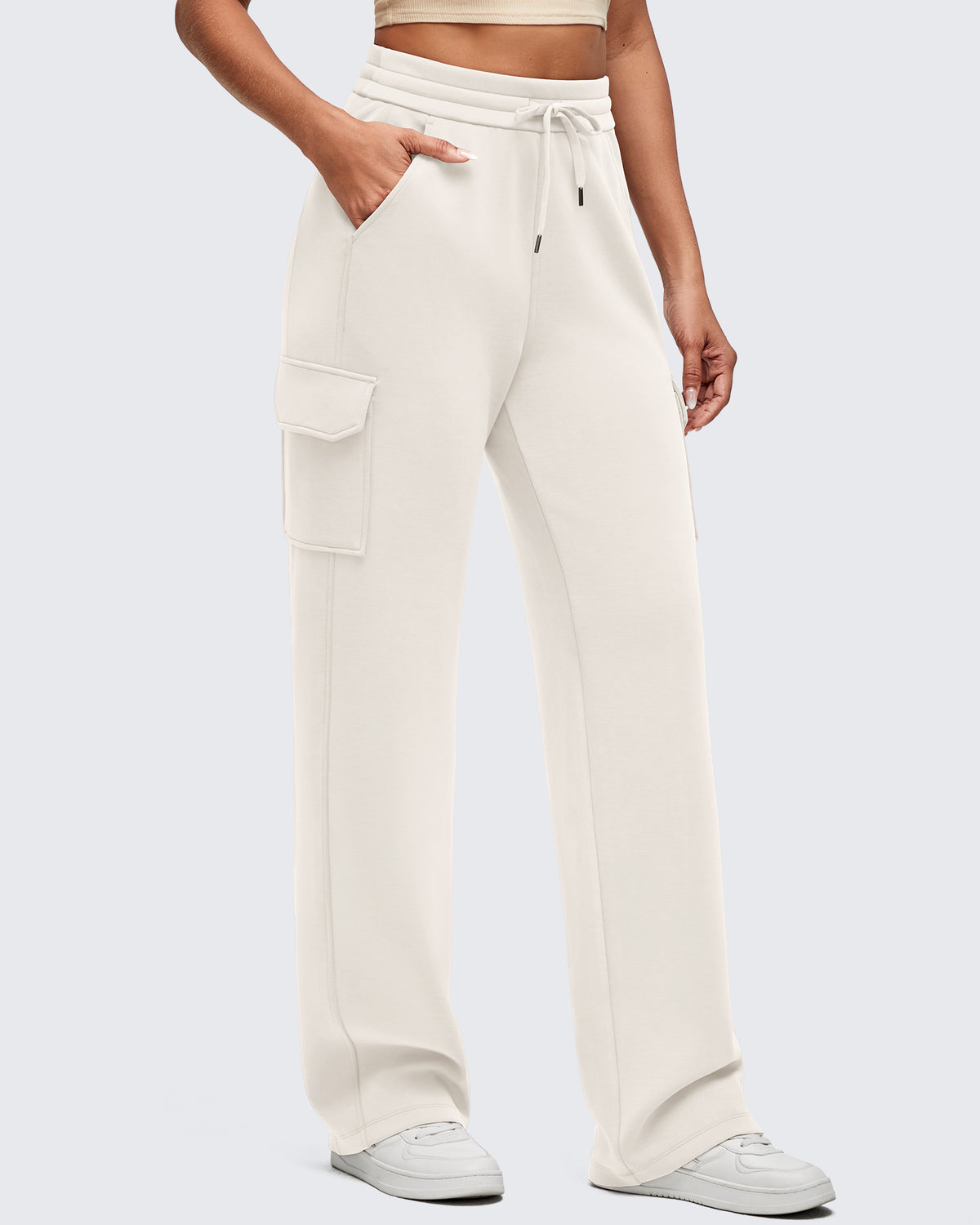 Smoofit Drawstring Wide Leg Pockets Cargo Sweatpants