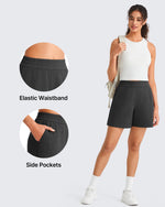 G4Free Waffle Knit 4'' High Waisted Shorts with Pockets