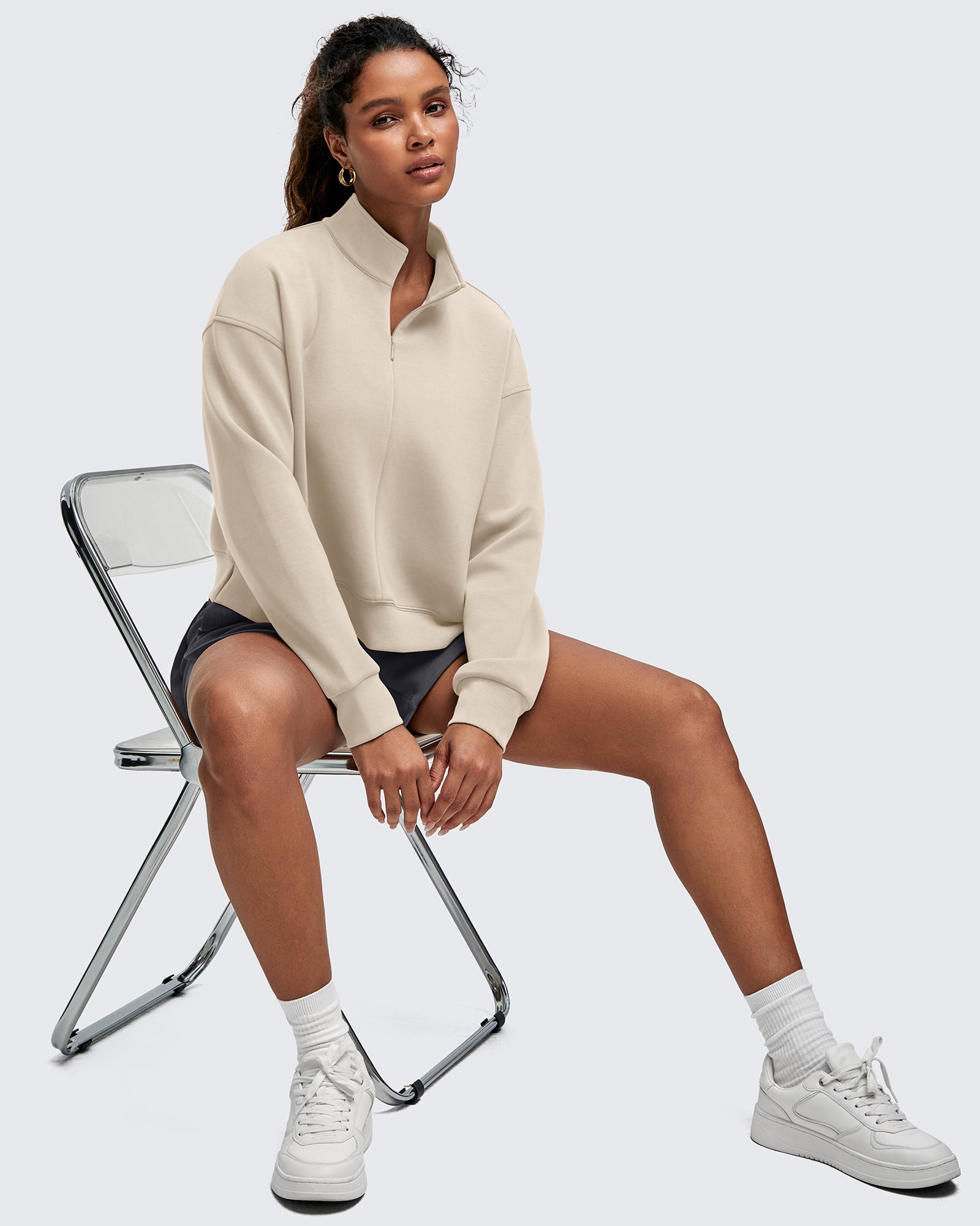 Smoofit Half-Zip Mock Neck Long Sleeve Sweatshirts - G4Free