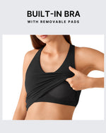 G4Free BareFeel Racerback Tank Top with Removable Padded Bra