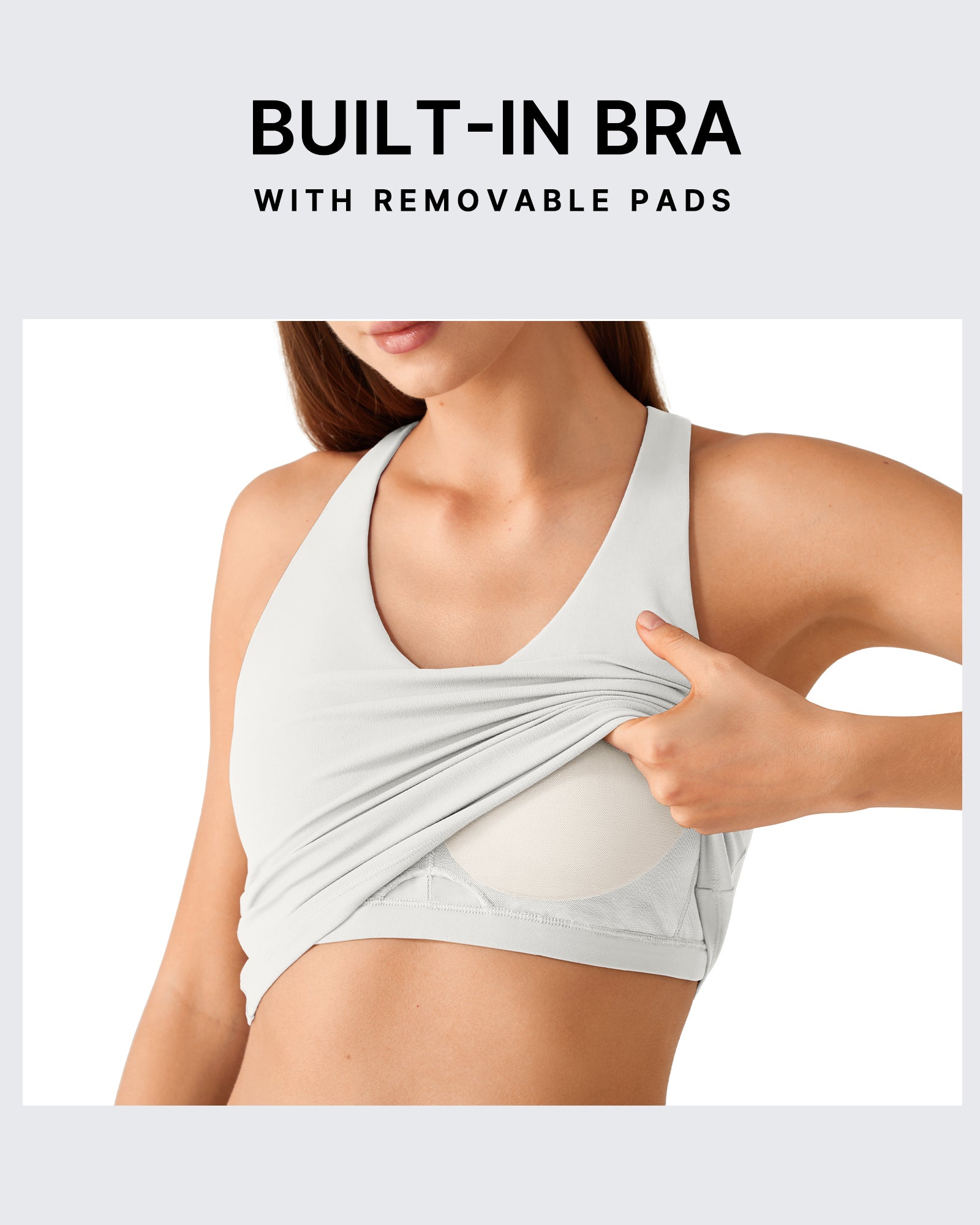 G4Free BareFeel Racerback Tank Top with Removable Padded Bra