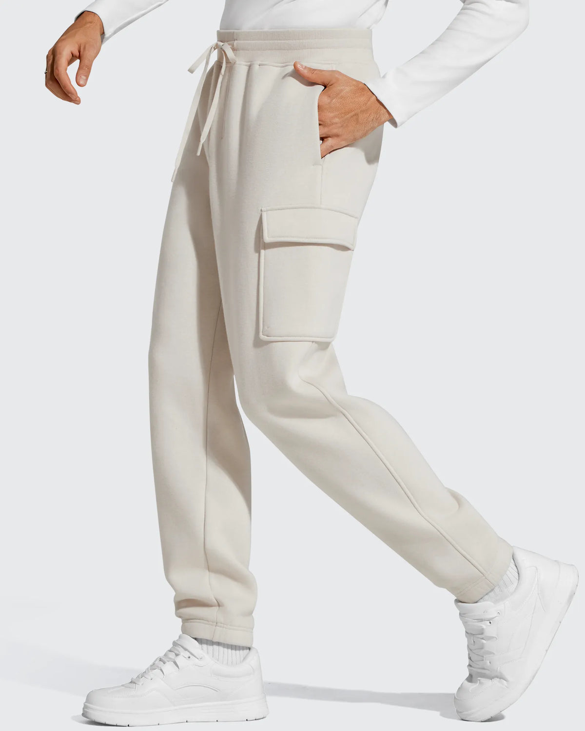 Flurrylux Men's Cotton Fleece-Lined  Drawstring Cargo Pants