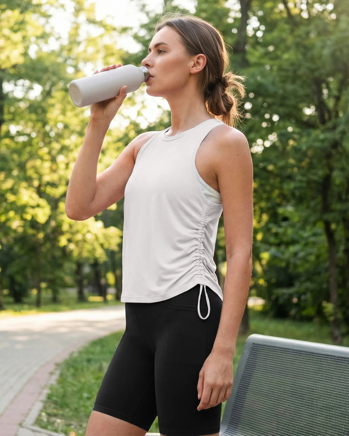 Ruch Side High Neck Racerback Muscle Tank Tops