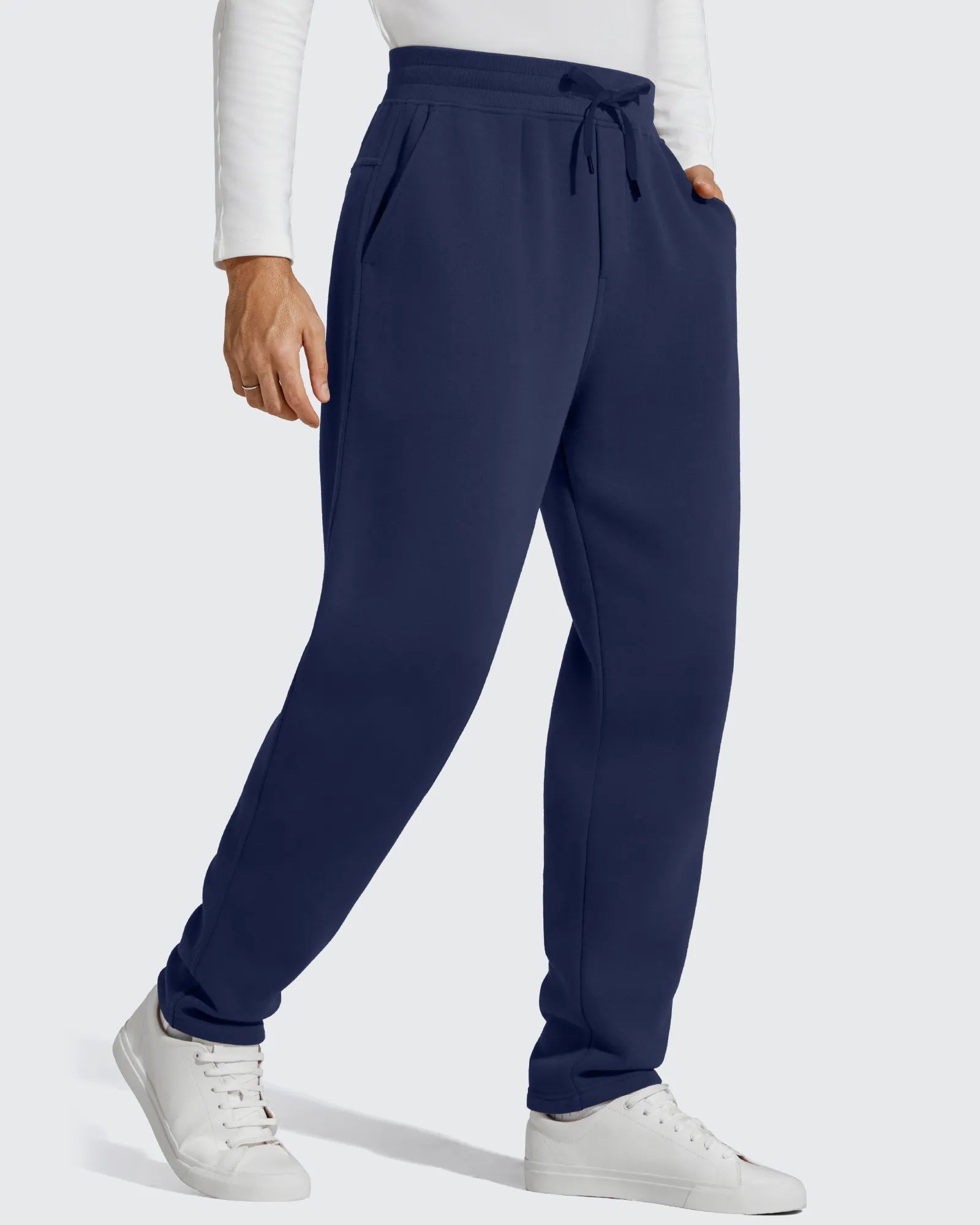 Flurrylux Men's Fleece-Lined Drawstring Cotton Straight Leg Pants