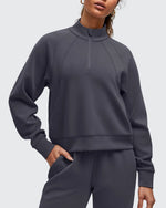 Smoofit Half-Zip Pullover Mock Neck Pockets Sweatshirts