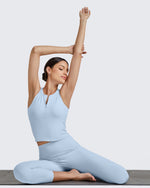 G4Free Activewear BareFeel Half Zip Cropped Workout Tank Tops