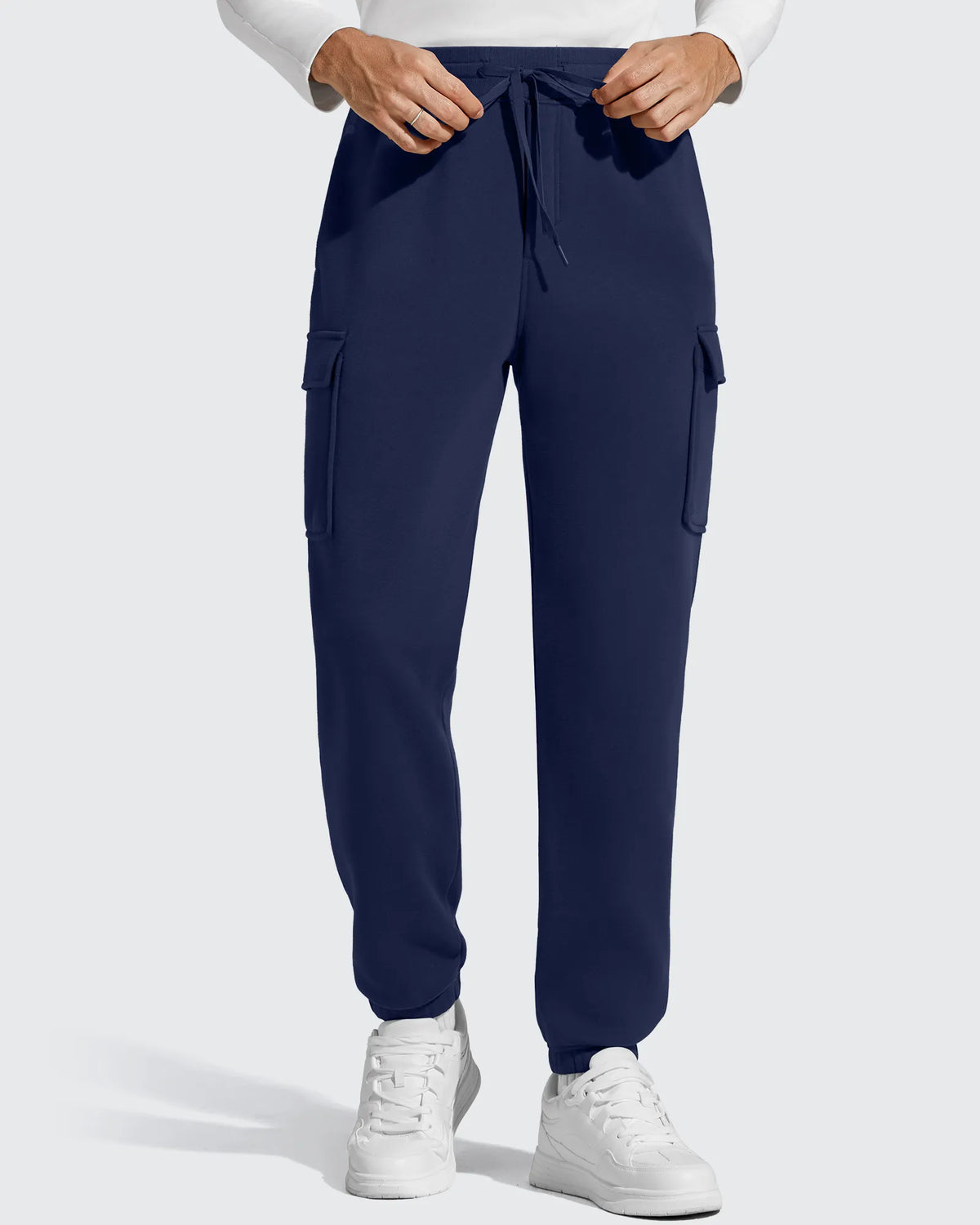 Flurrylux Men's Cotton Fleece-Lined  Drawstring Cargo Pants