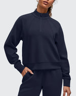 Smoofit Half-Zip Pullover Mock Neck Pockets Sweatshirts