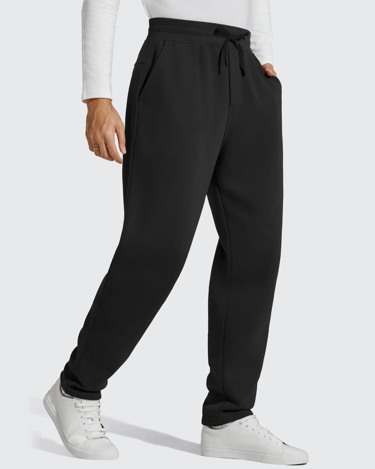 Flurrylux Men's Fleece-Lined Drawstring Cotton Straight Leg Pants