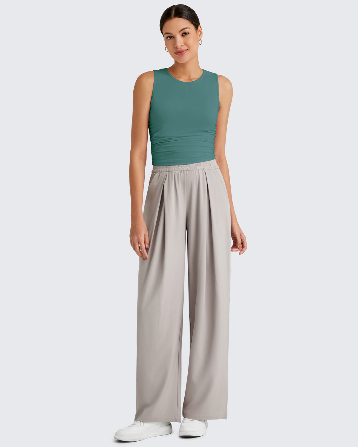 Lightbreeze Side Ruched Sleeveless Workout Tops - G4Free
