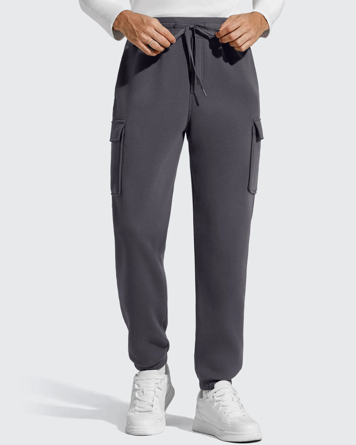 Flurrylux Men's Cotton Fleece-Lined  Drawstring Cargo Pants