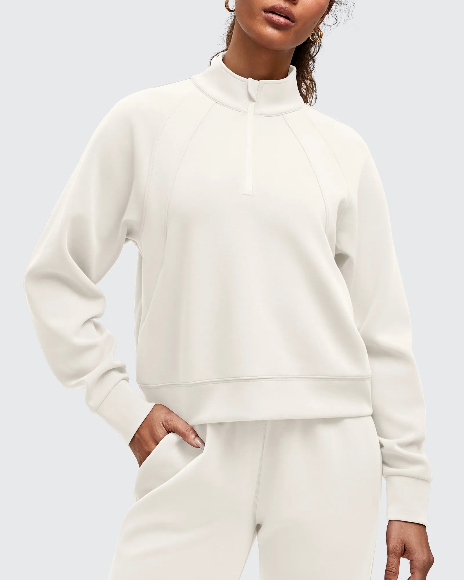 Smoofit Half-Zip Pullover Mock Neck Pockets Sweatshirts