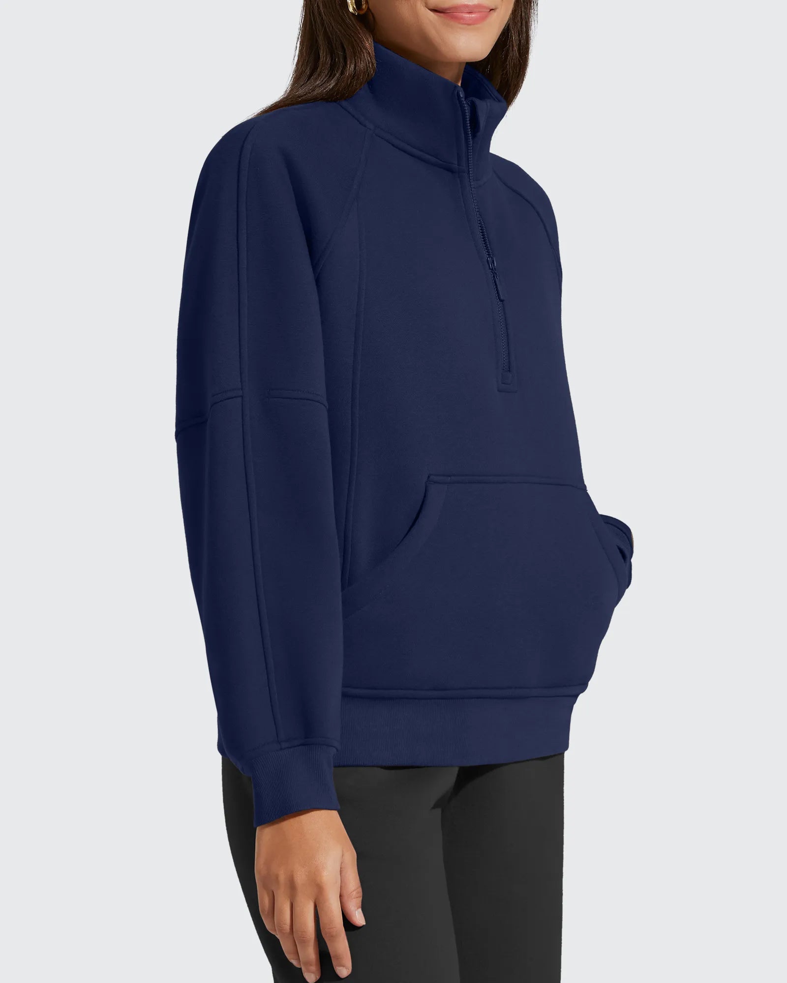 Flurrylux Half Zip Mock Neck Cotton Fleece Pullover