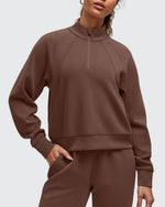 Smoofit Half-Zip Pullover Mock Neck Pockets Sweatshirts