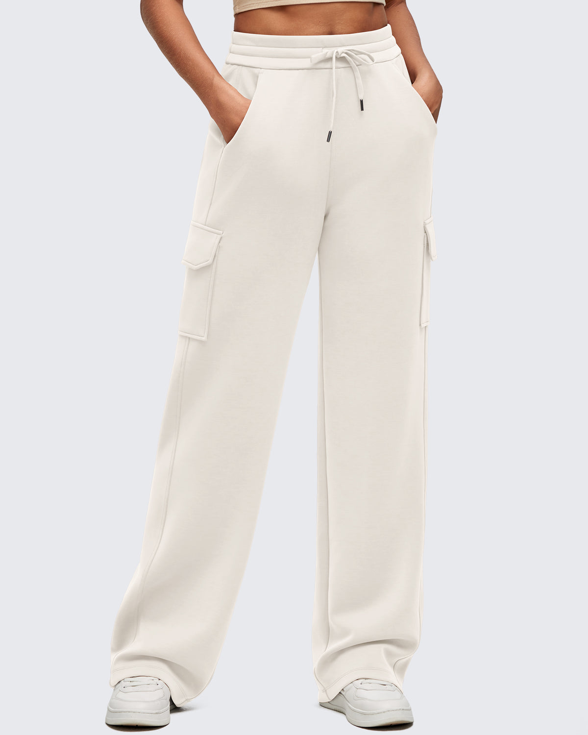 Smoofit Drawstring Wide Leg Pockets Cargo Sweatpants