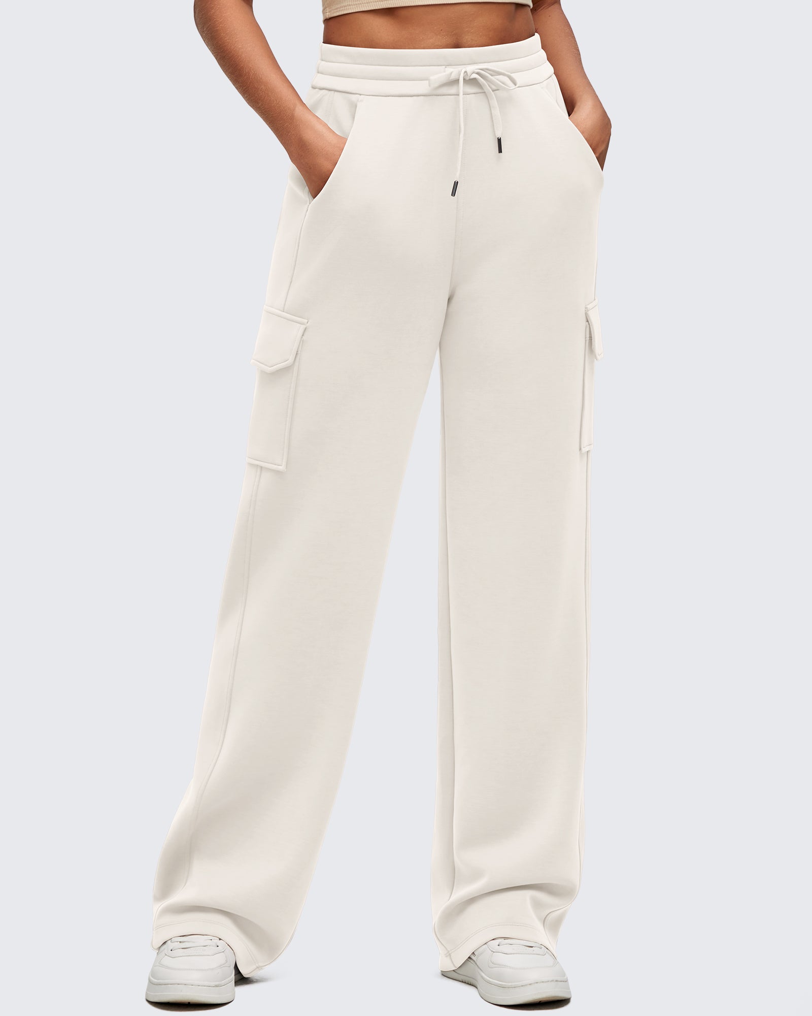 Smoofit Drawstring Wide Leg Pockets Cargo Sweatpants
