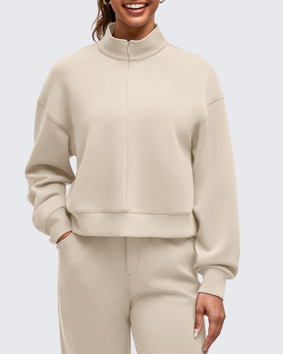 Smoofit Half-Zip Mock Neck Long Sleeve Sweatshirts - G4Free