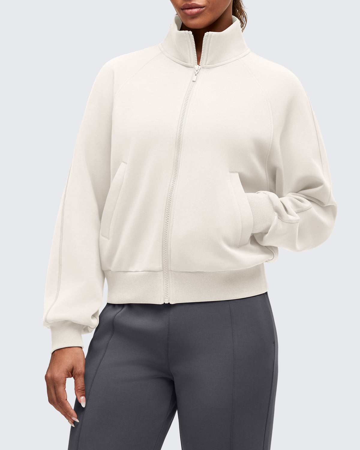 Smoofit Mock Neck Zip Up Pockets Jackets