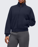 Smoofit Mock Neck Zip Up Pockets Jackets