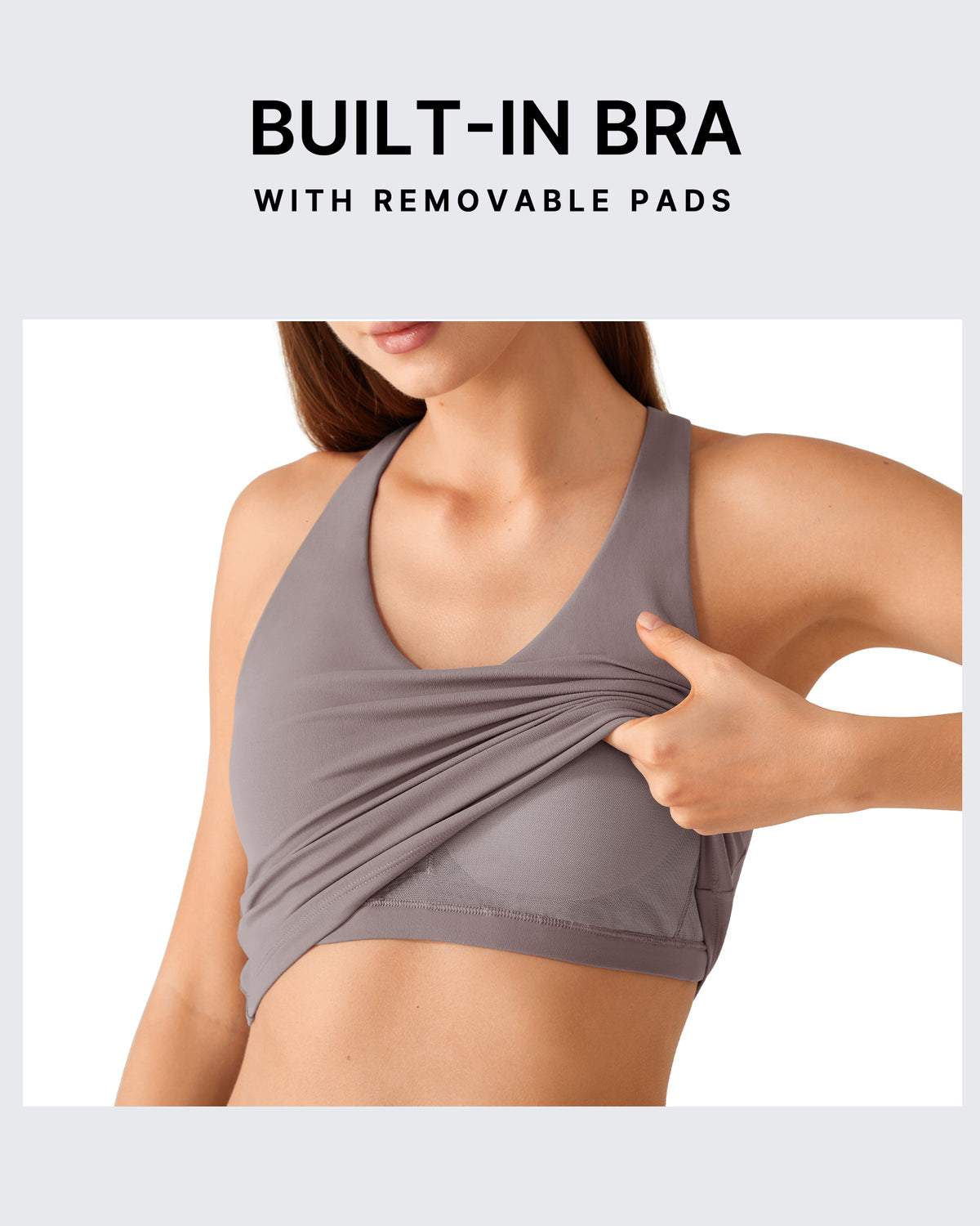 G4Free BareFeel Racerback Tank Top with Removable Padded Bra