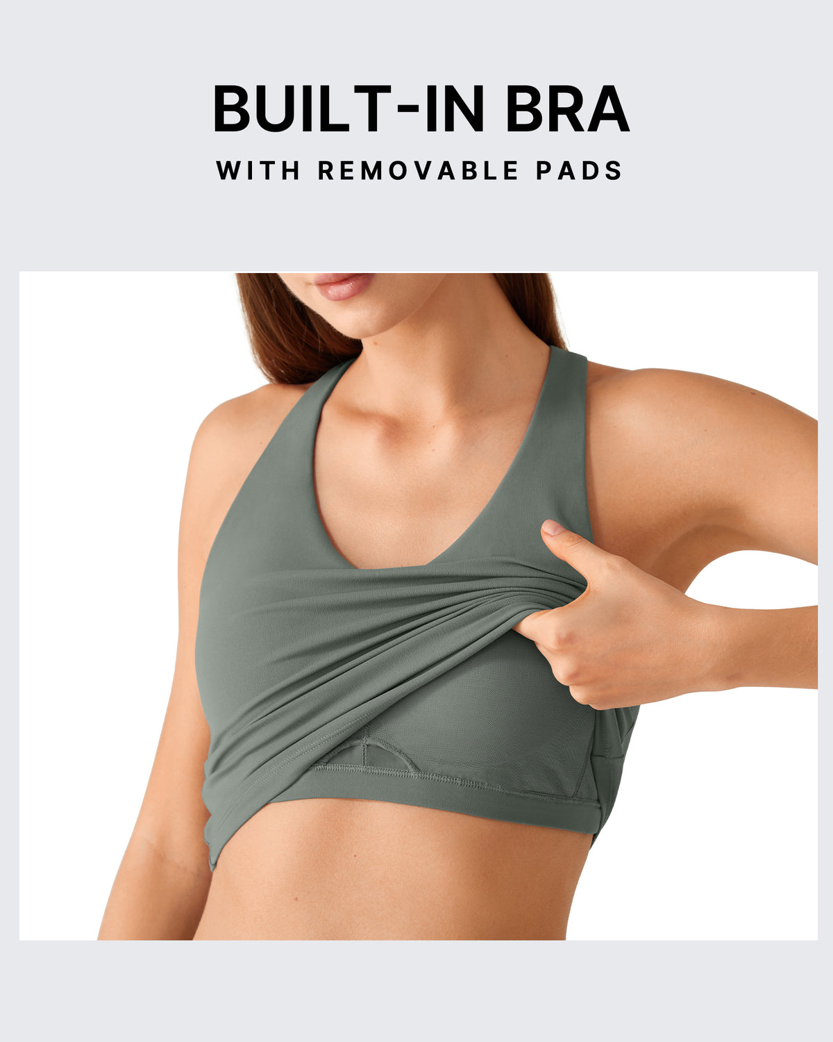 G4Free BareFeel Racerback Tank Top with Removable Padded Bra