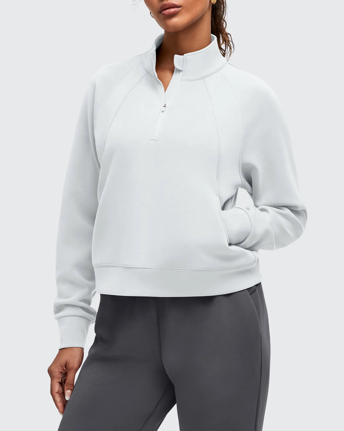 Smoofit Half-Zip Pullover Mock Neck Pockets Sweatshirts