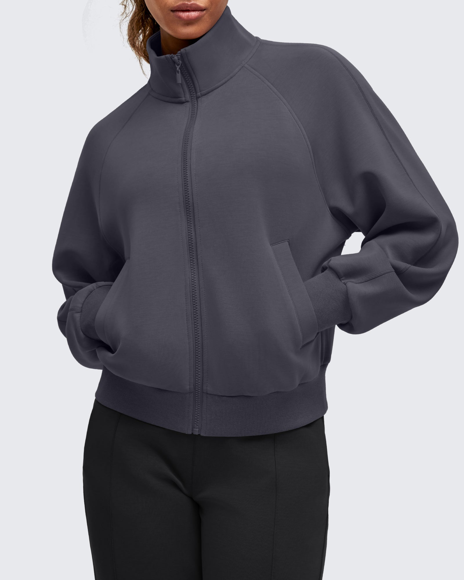 Smoofit Mock Neck Zip Up Pockets Jackets