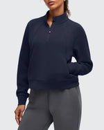 Smoofit Half-Zip Pullover Mock Neck Pockets Sweatshirts