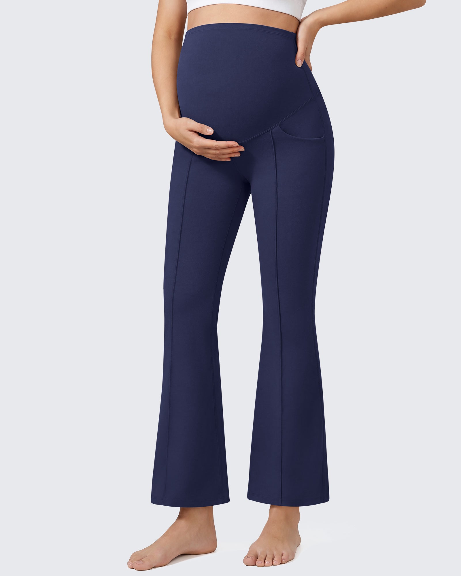 G4Free EverGoing Maternity Flare Leggings with Pockets – Over the Belly 25''
