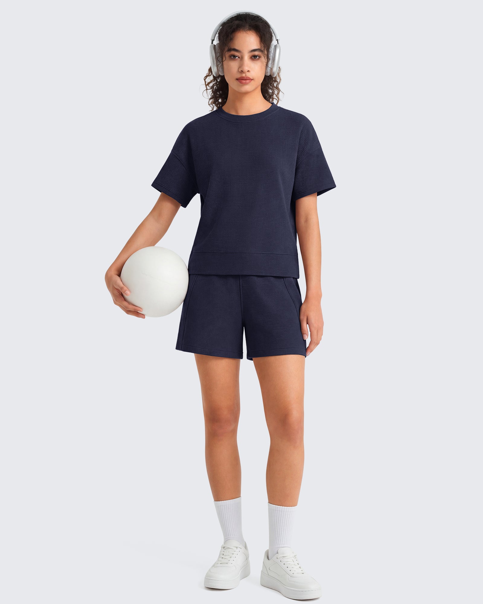 G4Free Waffle Knit 4'' High Waisted Shorts with Pockets