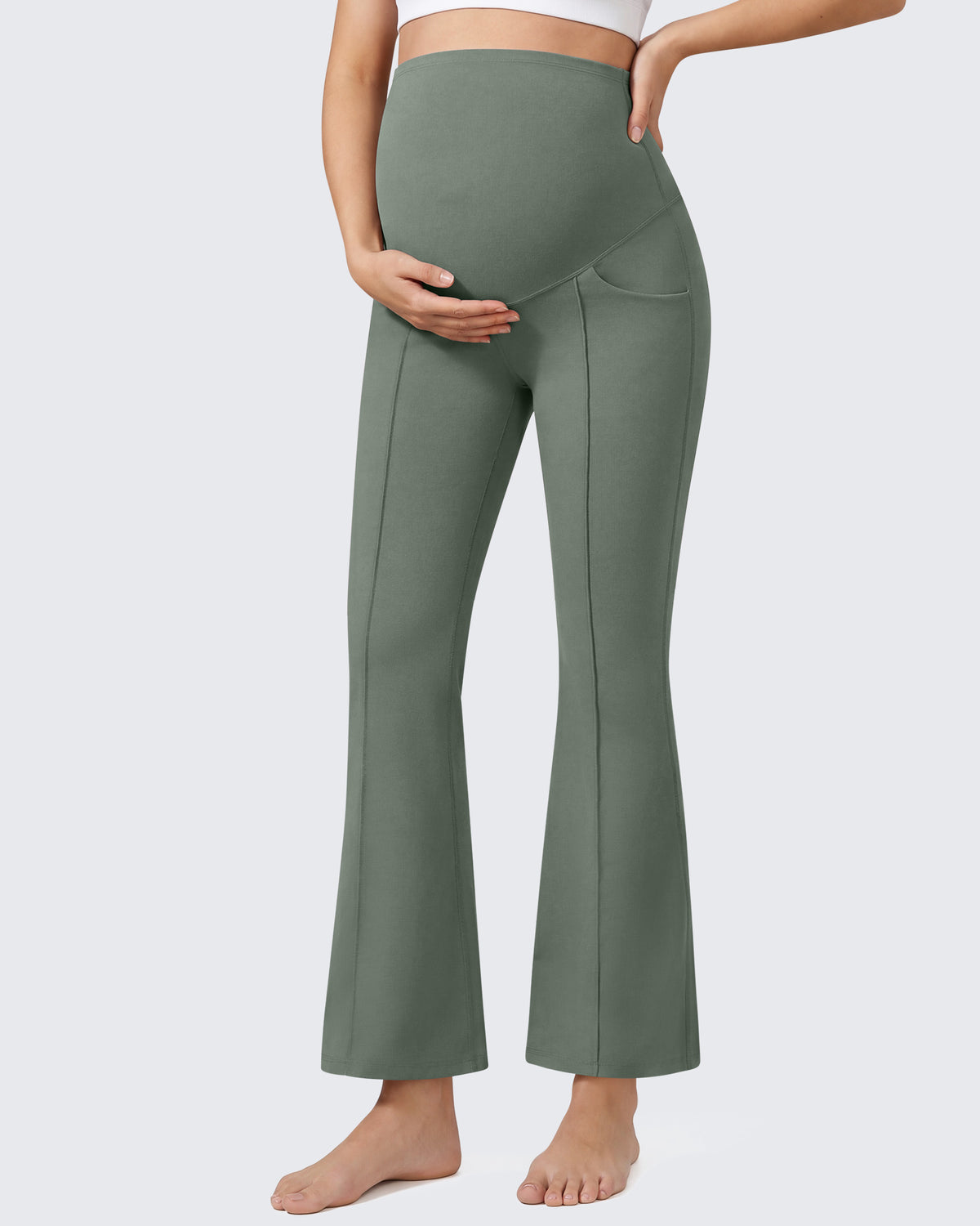 G4Free EverGoing Maternity Flare Leggings with Pockets – Over the Belly 25''
