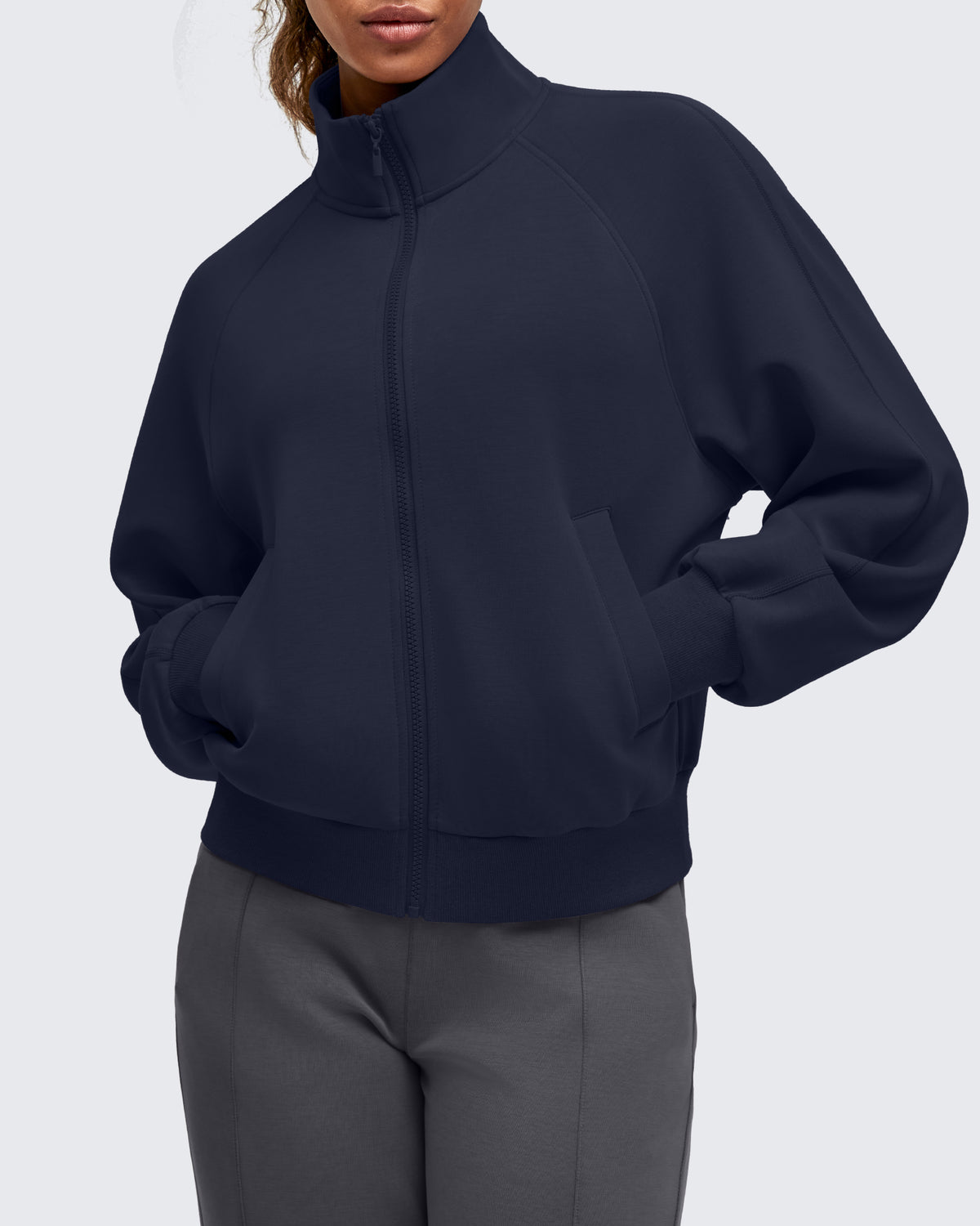 Smoofit Mock Neck Zip Up Pockets Jackets