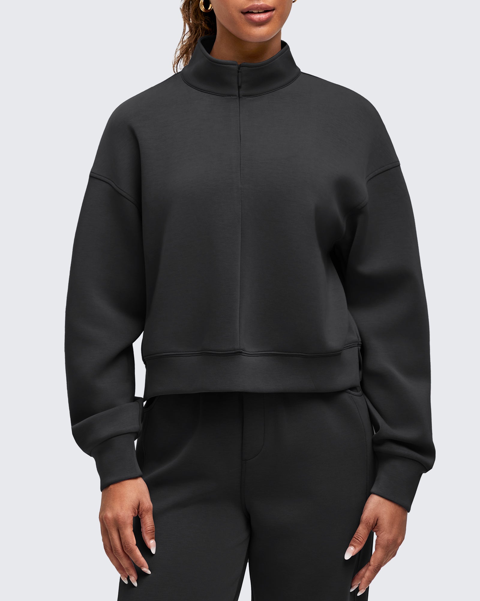 Smoofit Half-Zip Mock Neck Long Sleeve Sweatshirts - G4Free